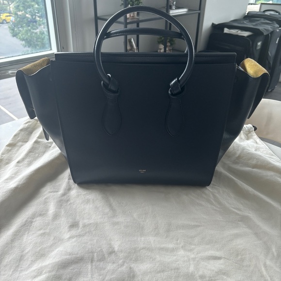 Celine Smooth Calfskin Bi-Color Tie Knot Tote Navy Blue/Yellow - Picture 2 of 12